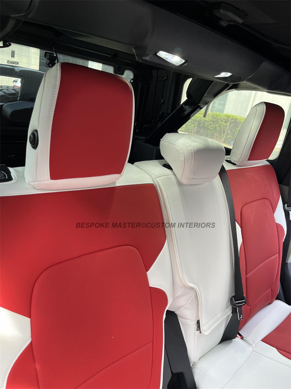red and white nappa leather rear seat cover for ford bronco