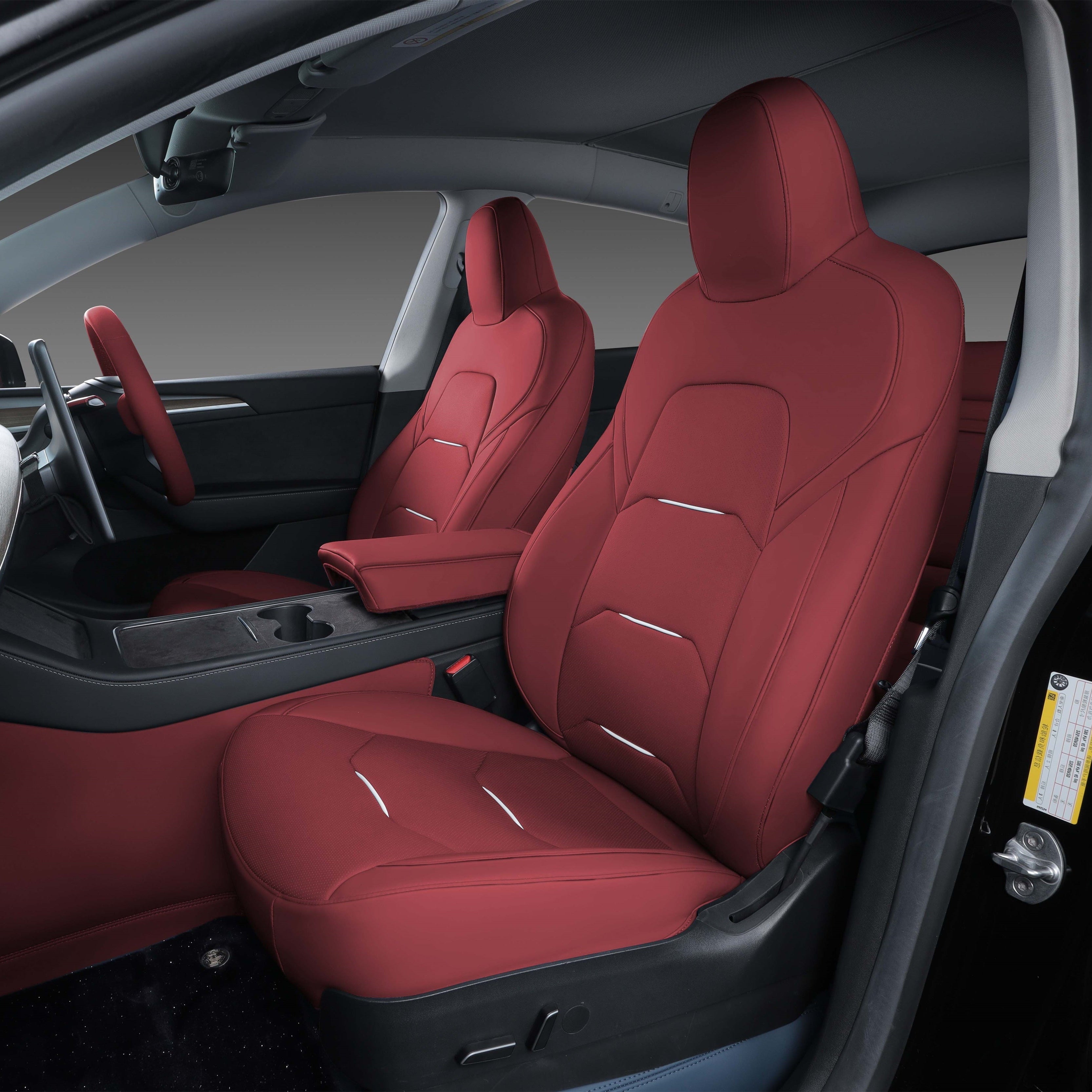 red nappa leather with white car model for tesla model y