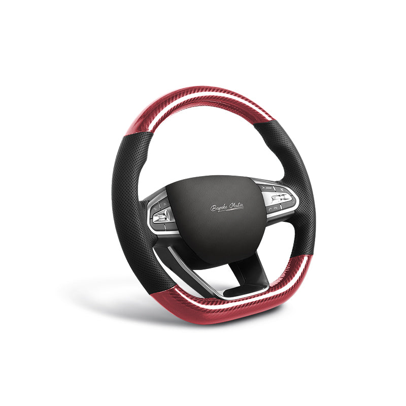 red carbon fiber and black perforated ventilation steering wheel cover