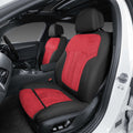red cotton linen and black leather car seat cover for bmw