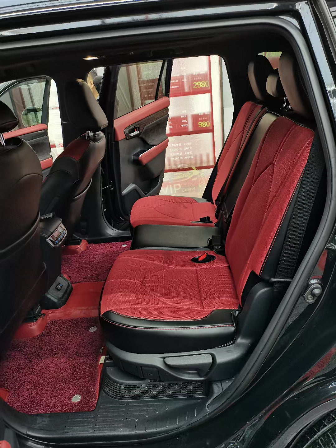 red cotton linen rear seat cover for Toyota Crown Kluger