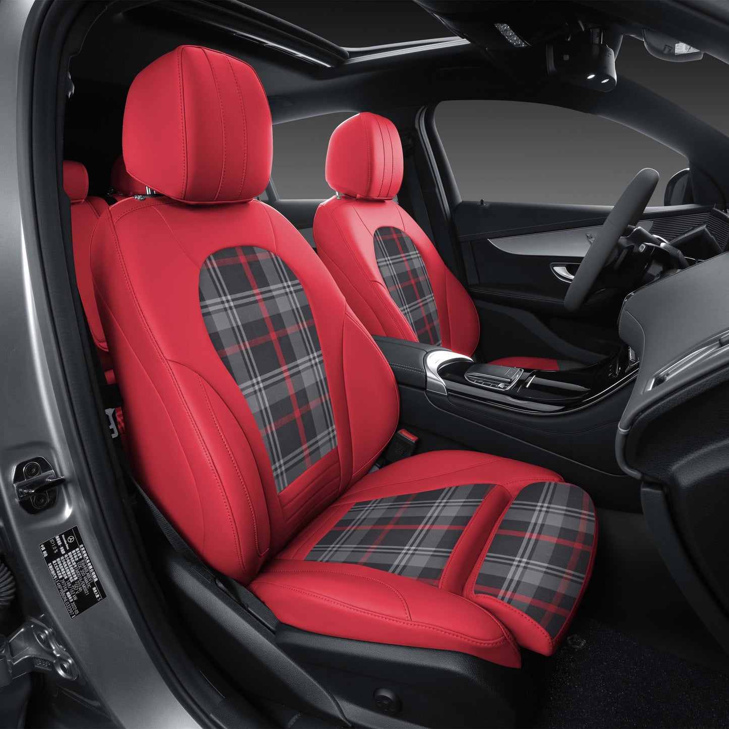 red leather and fabric custom car seat cover for bmw