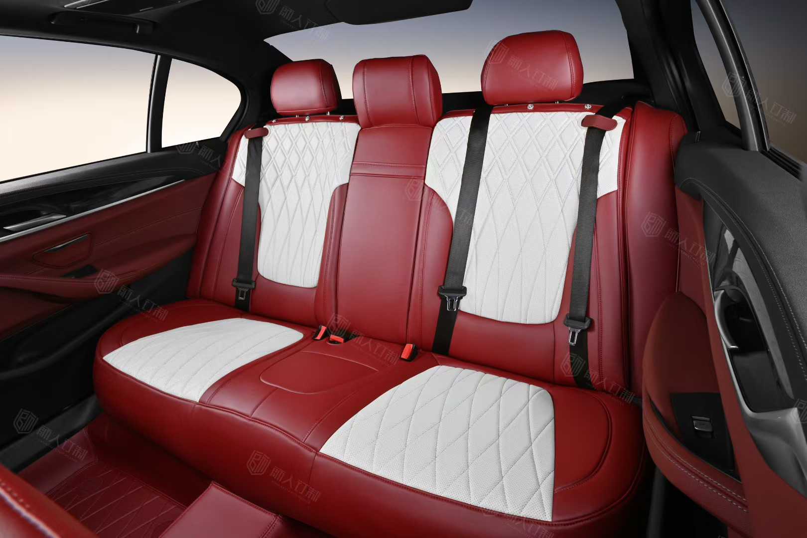 Diamond Pattern Embroidered Custom Fit Airbag Compatible Car Seat Covers For BMW