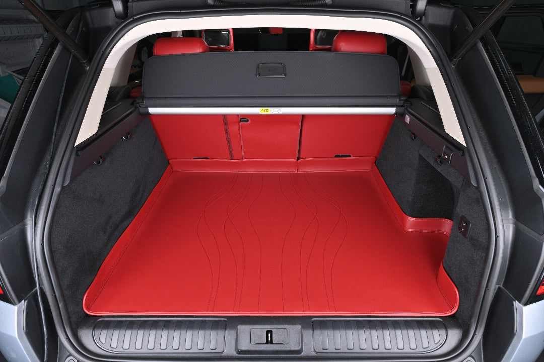 red leather trunk cargo liner mat