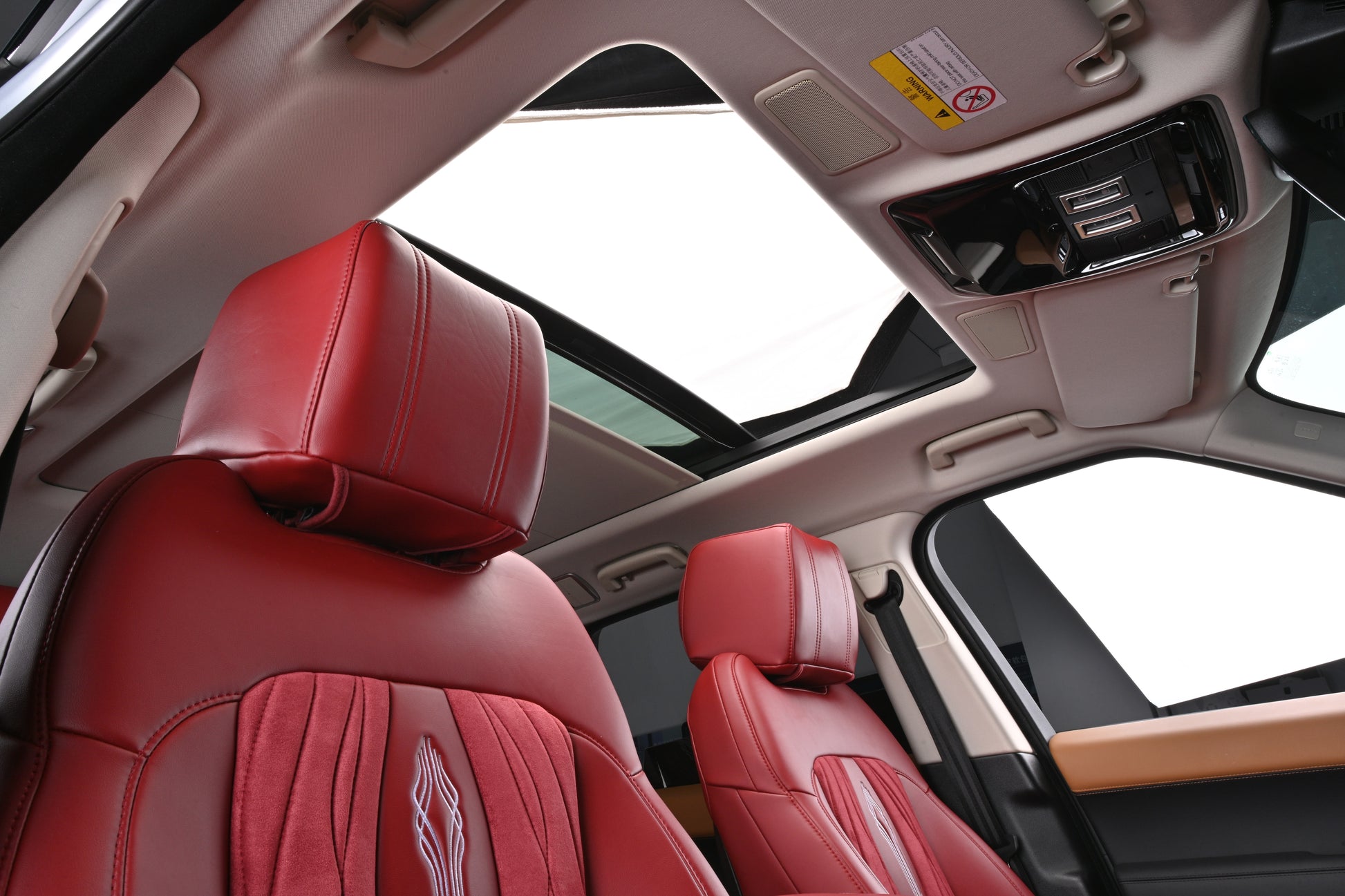red nappa leather and velvet suede fabric seat cover for land rover