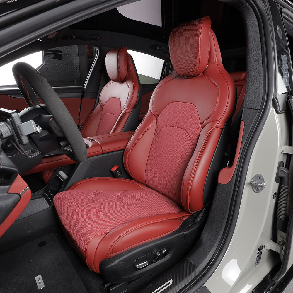 custom red nappa leather flat seat cover for xiaomi