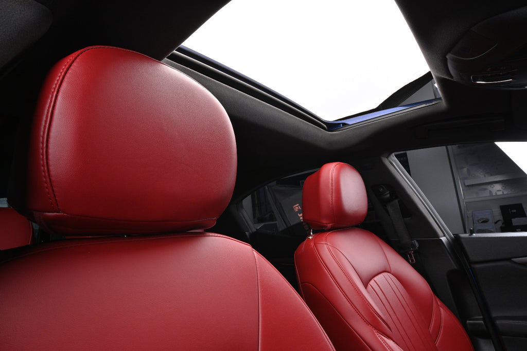 red nappa leather headrest cover for maserati