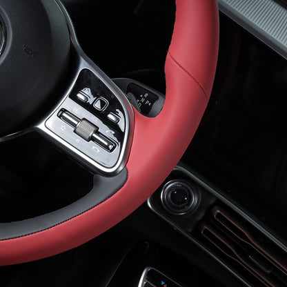 red nappa leather steering wheel cover for mercedes-benz