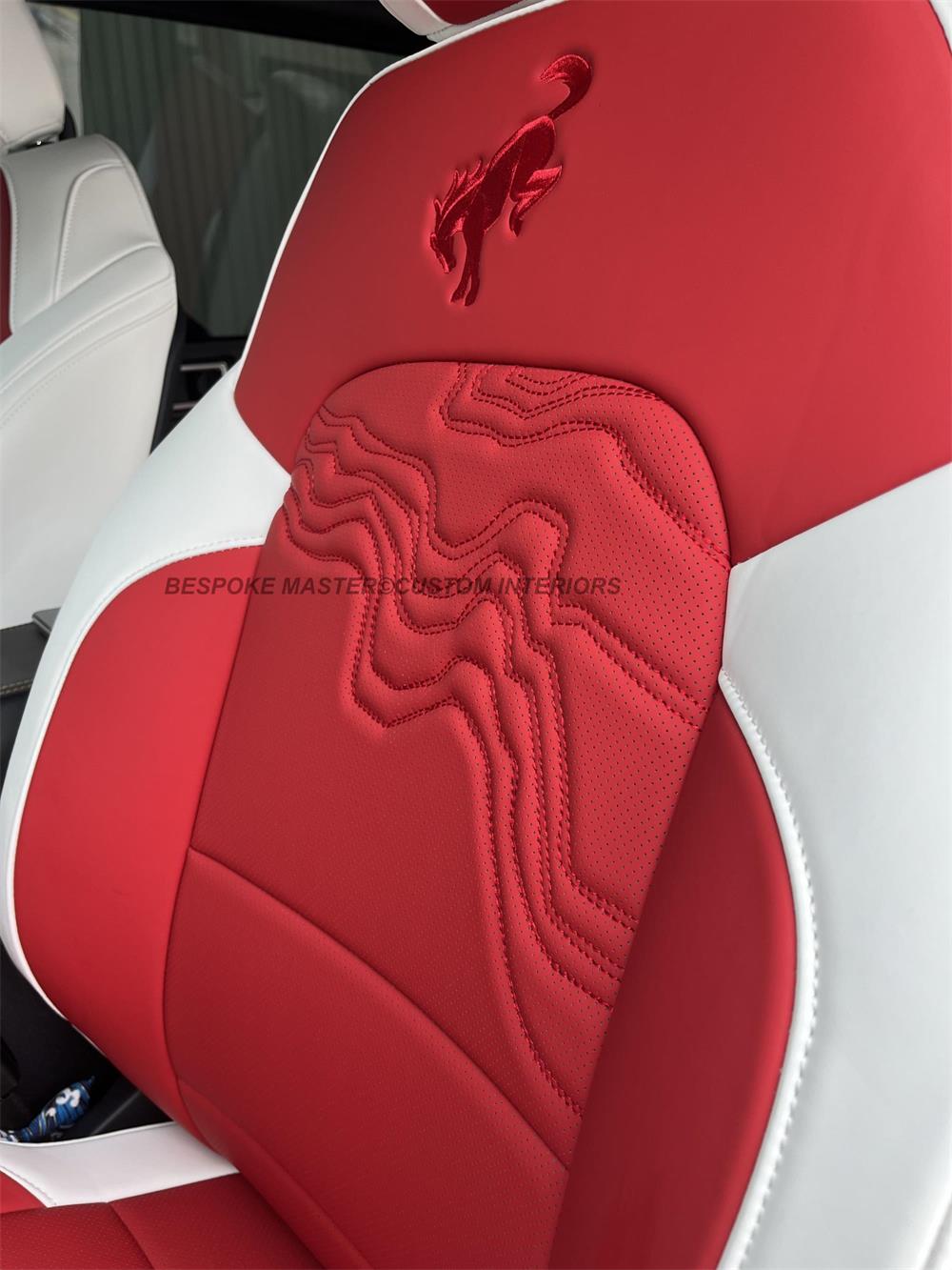 red quilted embroidery leather seat cover for ford bronco