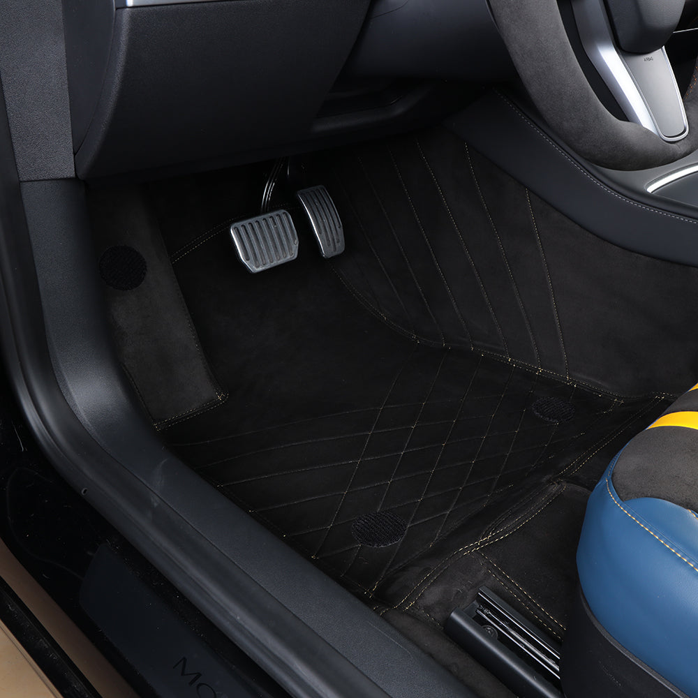 bottom layer alcantara velvet car floor mat for tesla model Y