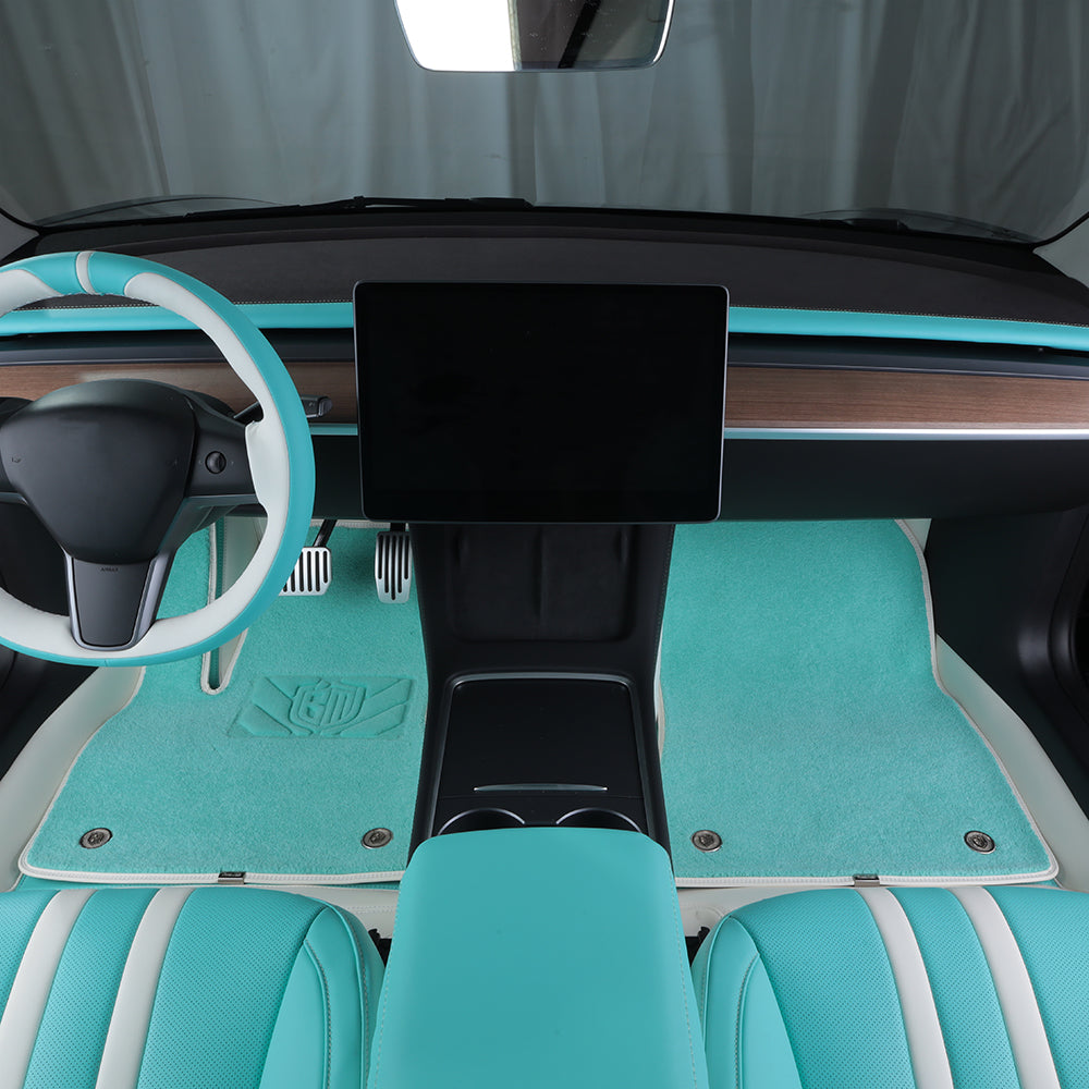 tiffany blue leather car floor mats for tesla