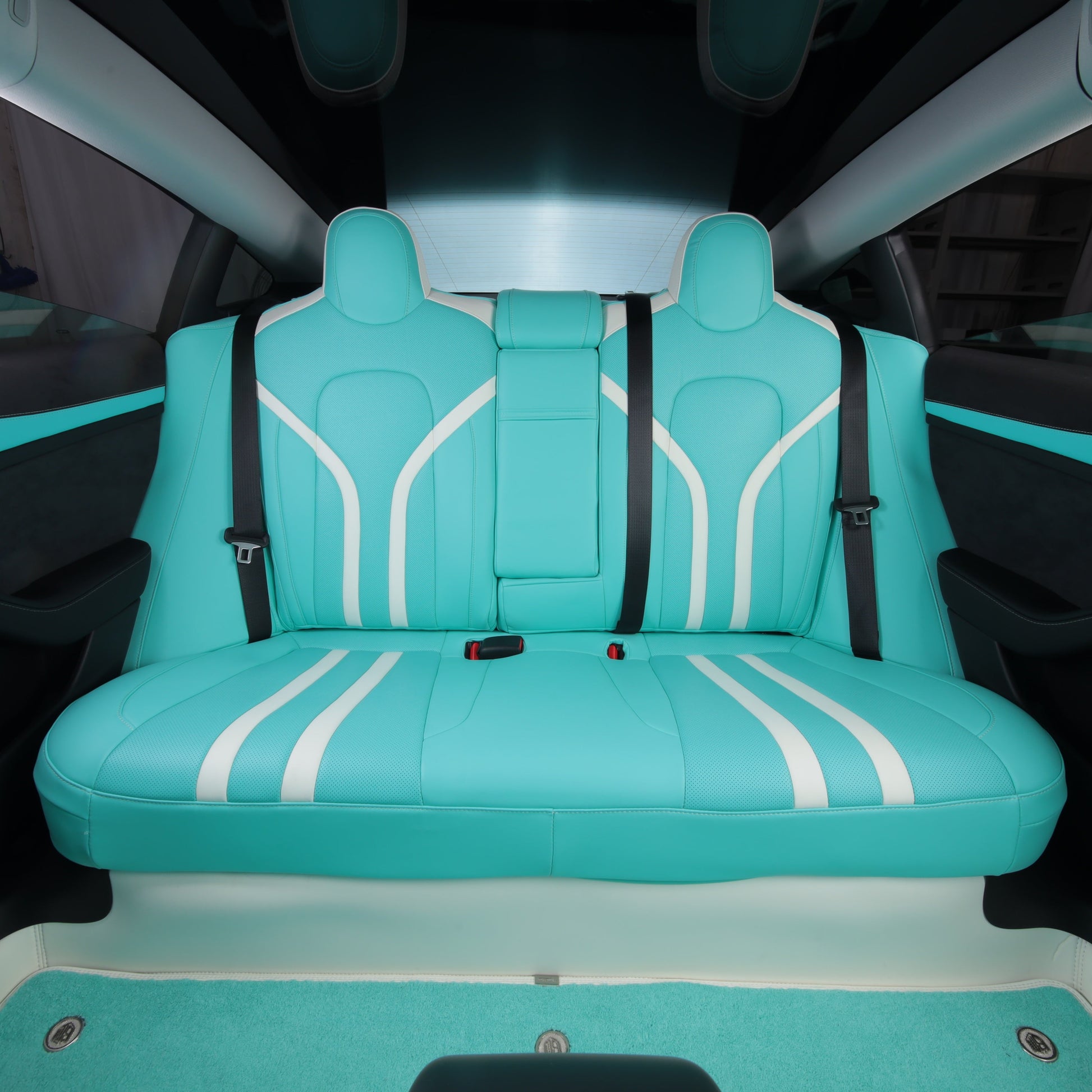 tiffany blue rear seat cover for tesla