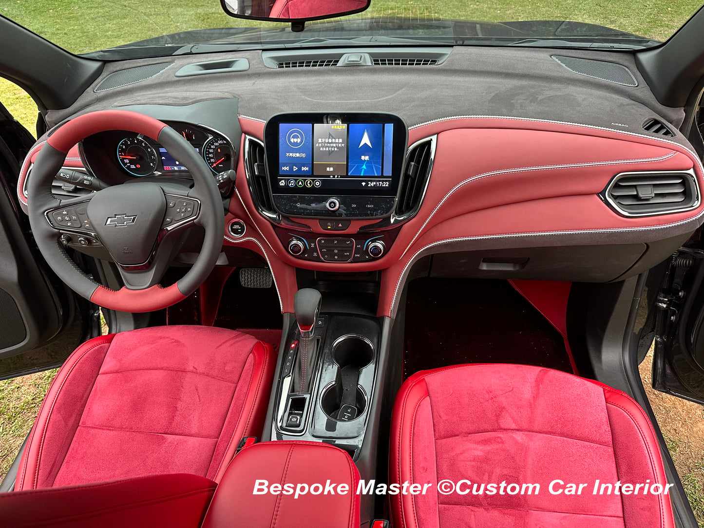 Red Nappa Leather and Velvet Suede Fabric Car Seat Covers for Chevrolet Equinox