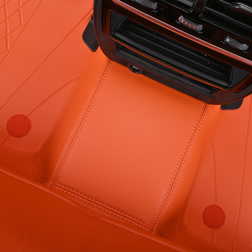 waterproof and non-slip orange leather car floor mat