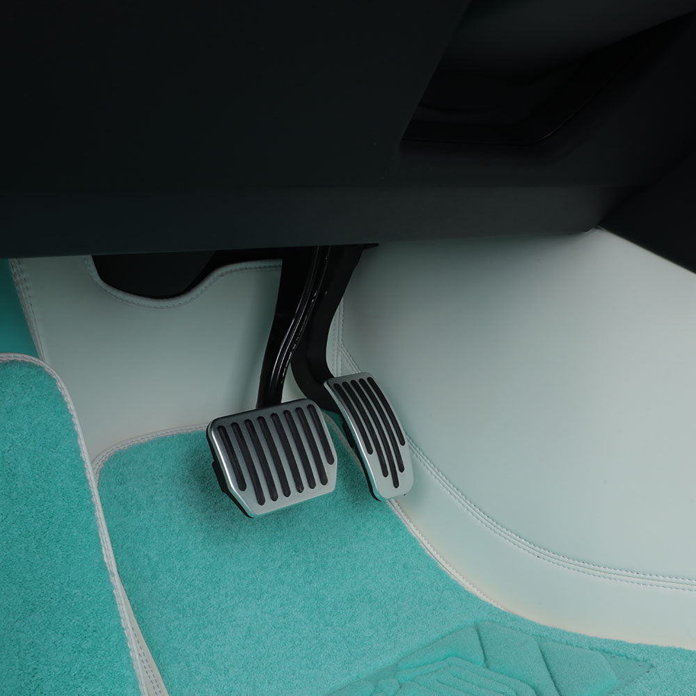 white and tiffany leather car floor mats for tesla