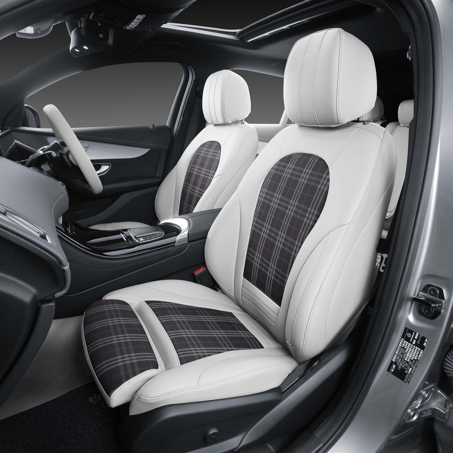 white leather and fabric custom car seat cover for bmw