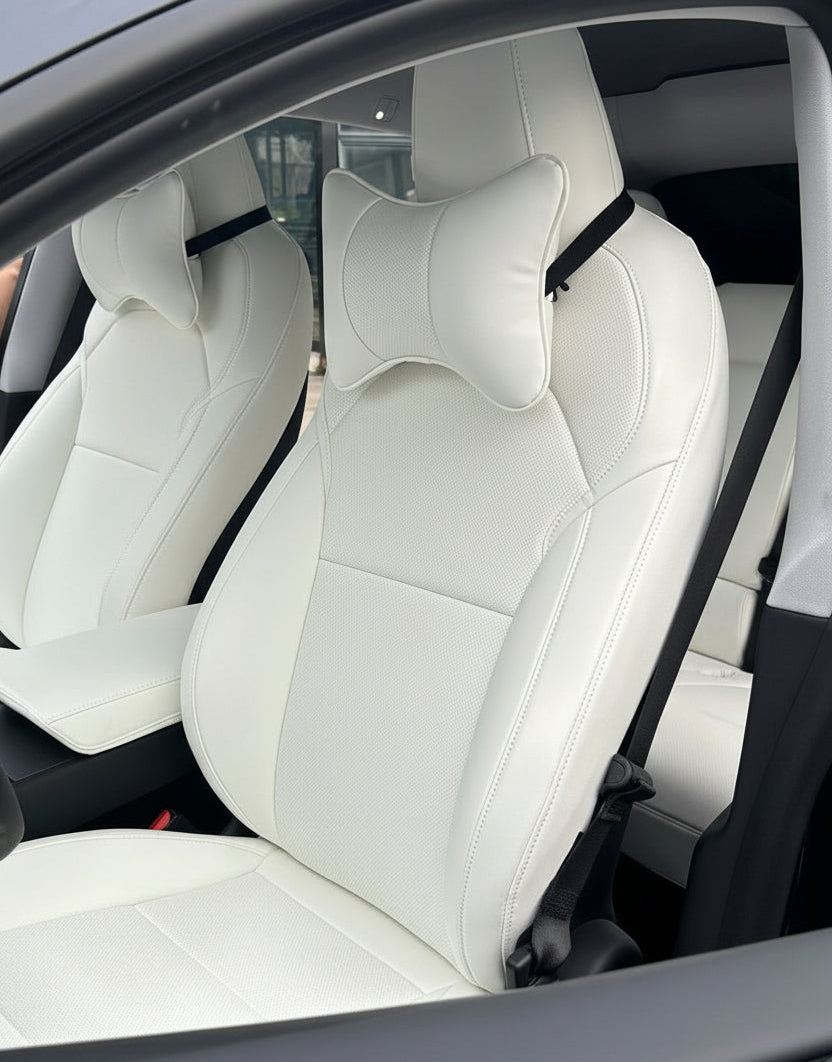 white leather front seat cover for tesla
