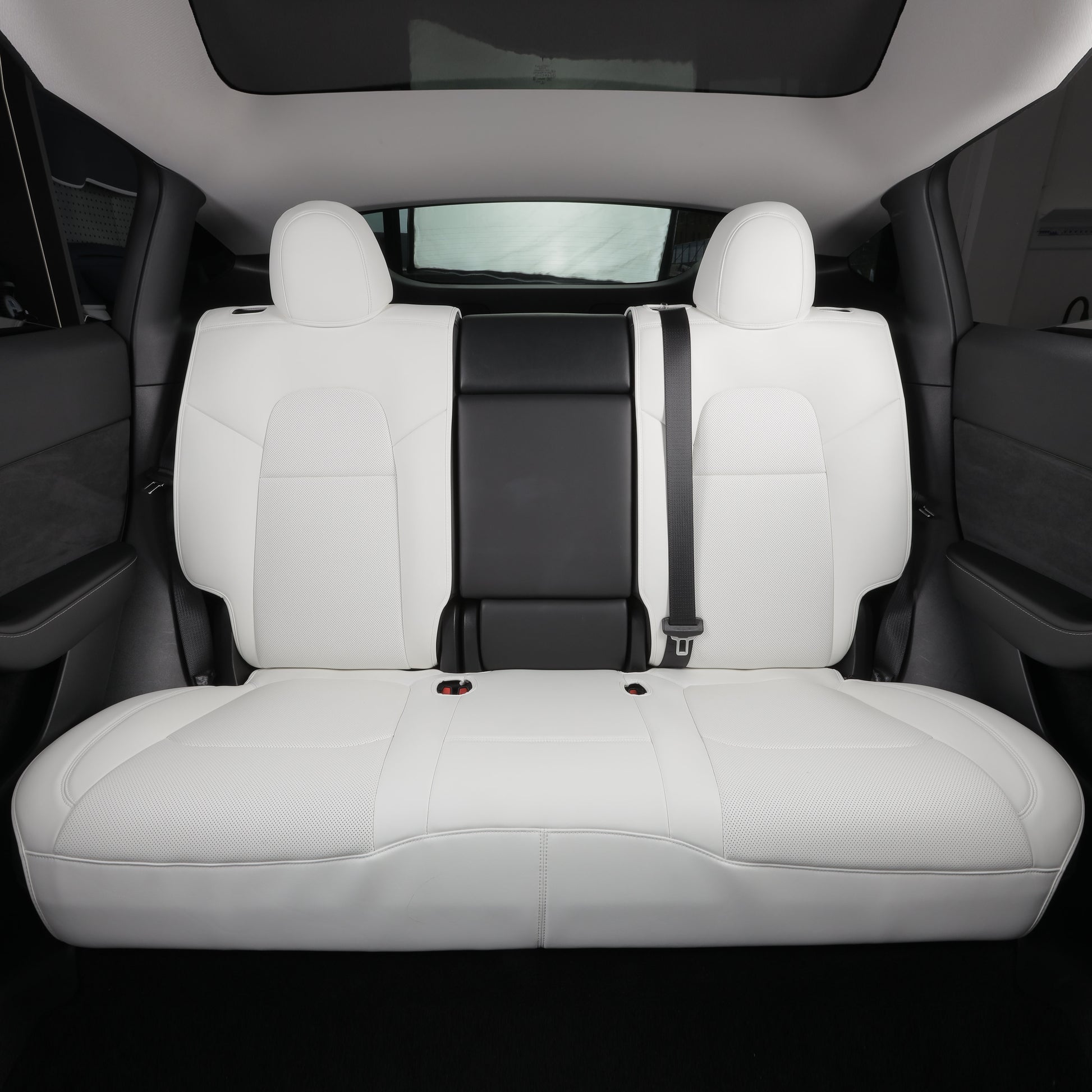 white leather rear flat seat cover for tesla