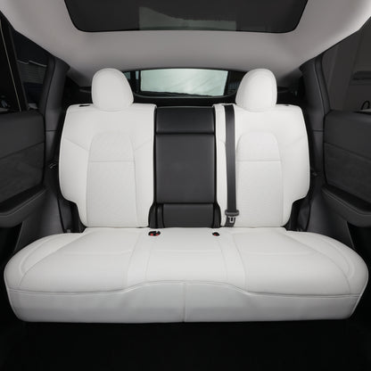 white leather rear flat seat cover for tesla