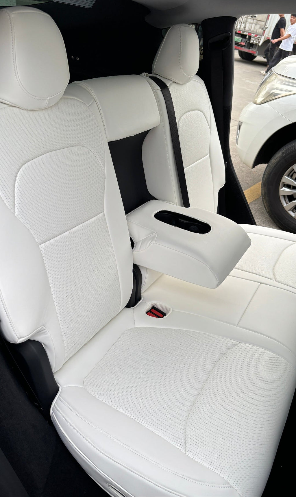 white leather seat cover for tesla