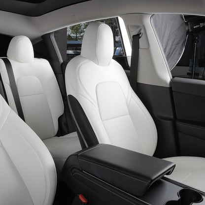 white nappa leather car seat cover for tesla
