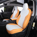 yellow and white leather car seat cover for tesla
