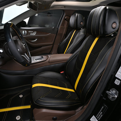 yellow striped leather front seat cover for mercedes-benz
