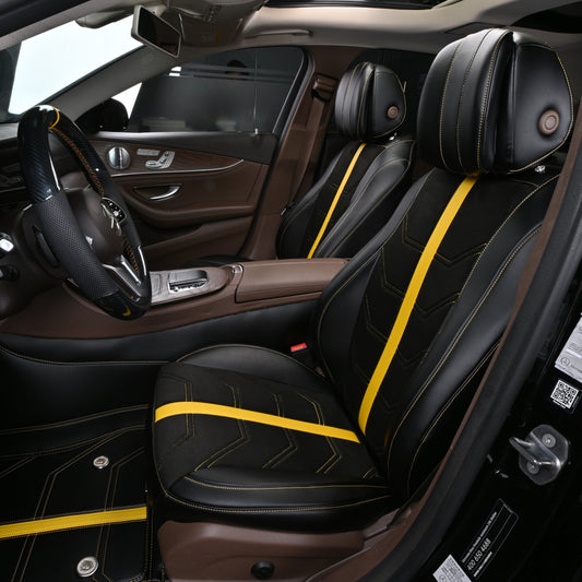 yellow striped leather front seat cover for mercedes-benz
